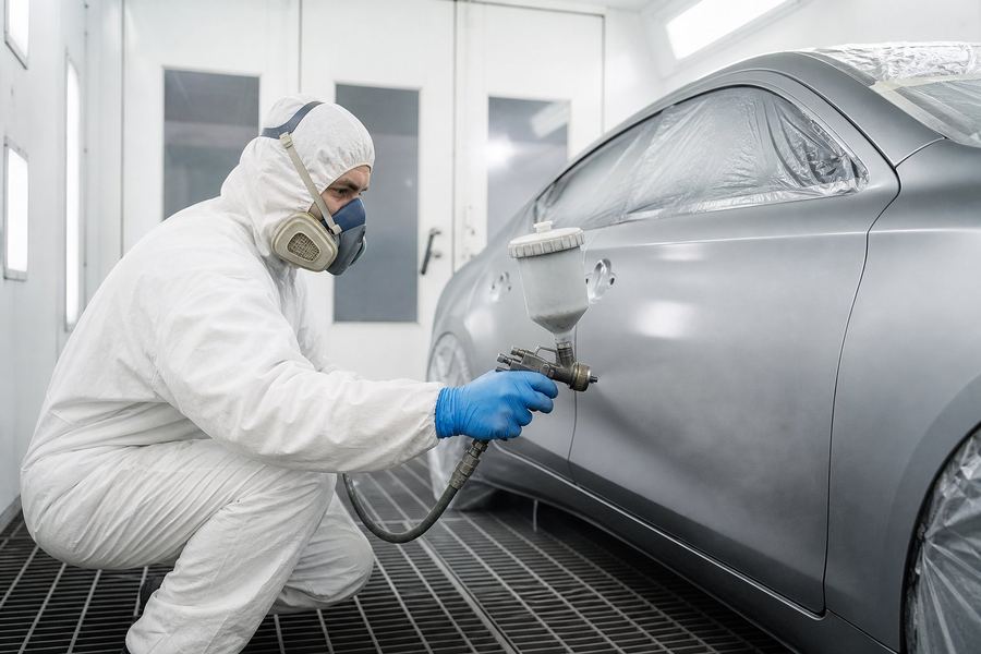 Покраска автомобиля в покрасочной камере
